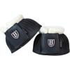 Harrison Howard Rubber Pull-on Bell Boots with Fleece Lining and Extra-Large Leather Touch-Close Tape Hoof Overreach Protection for Horses Sold in Pairs Light Grey L(Black)