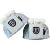 Harrison Howard Rubber Pull-on Bell Boots with Fleece Lining and Extra-Large Leather Touch-Close Tape Hoof Overreach Protection for Horses Sold in Pairs Light Grey L(Light Grey)