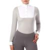 Harrison Howard Women’s Equestrian Long Sleeve Riding Top Show Shirt Patchwork Design(Light Grey)