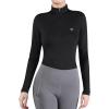 Harrison Howard Women’s Equestrian Sweat Absorption Quick Drying Horse Riding Long Sleeve Shirt 1/4 Zip Base Layer(Black)