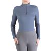 Harrison Howard Women’s Equestrian Sweat Absorption Quick Drying Horse Riding Long Sleeve Shirt 1/4 Zip Base Layer(Blue)