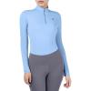 Harrison Howard Women’s Equestrian Sweat Absorption Quick Drying Horse Riding Long Sleeve Shirt 1/4 Zip Base Layer(Ice Blue)