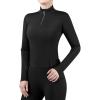 Harrison Howard Women’s Equestrian Sweat Absorption Quick Drying Horse Riding Long Sleeve Shirt 1/4 Zip Base Layer(Piano Black)