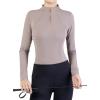 Harrison Howard Women’s Horse Riding Shirt – Long Sleeve Equestrian Shirts with 1/4 Zip(Camel)