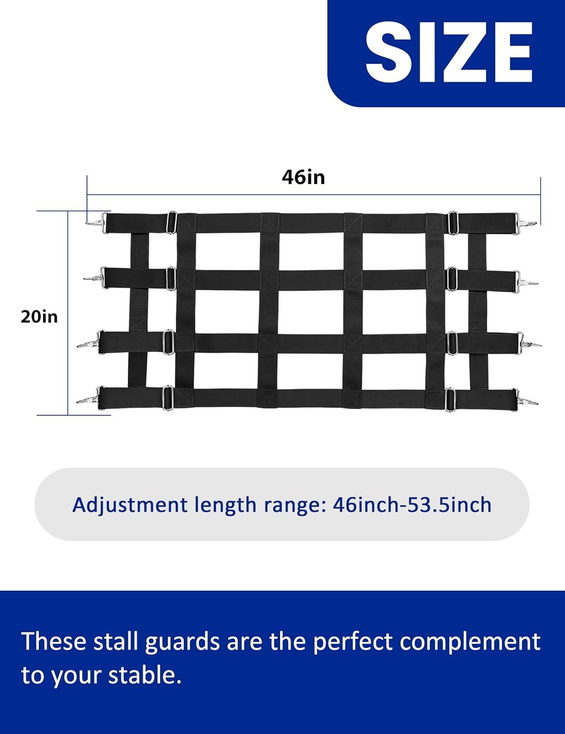 imageHarrison Howard Adjustable Horse Stall Guard Poly 4 Slat Door Guard for Horse Barns Sturdy Webbing Grid Design Stall Guard BlackBlack