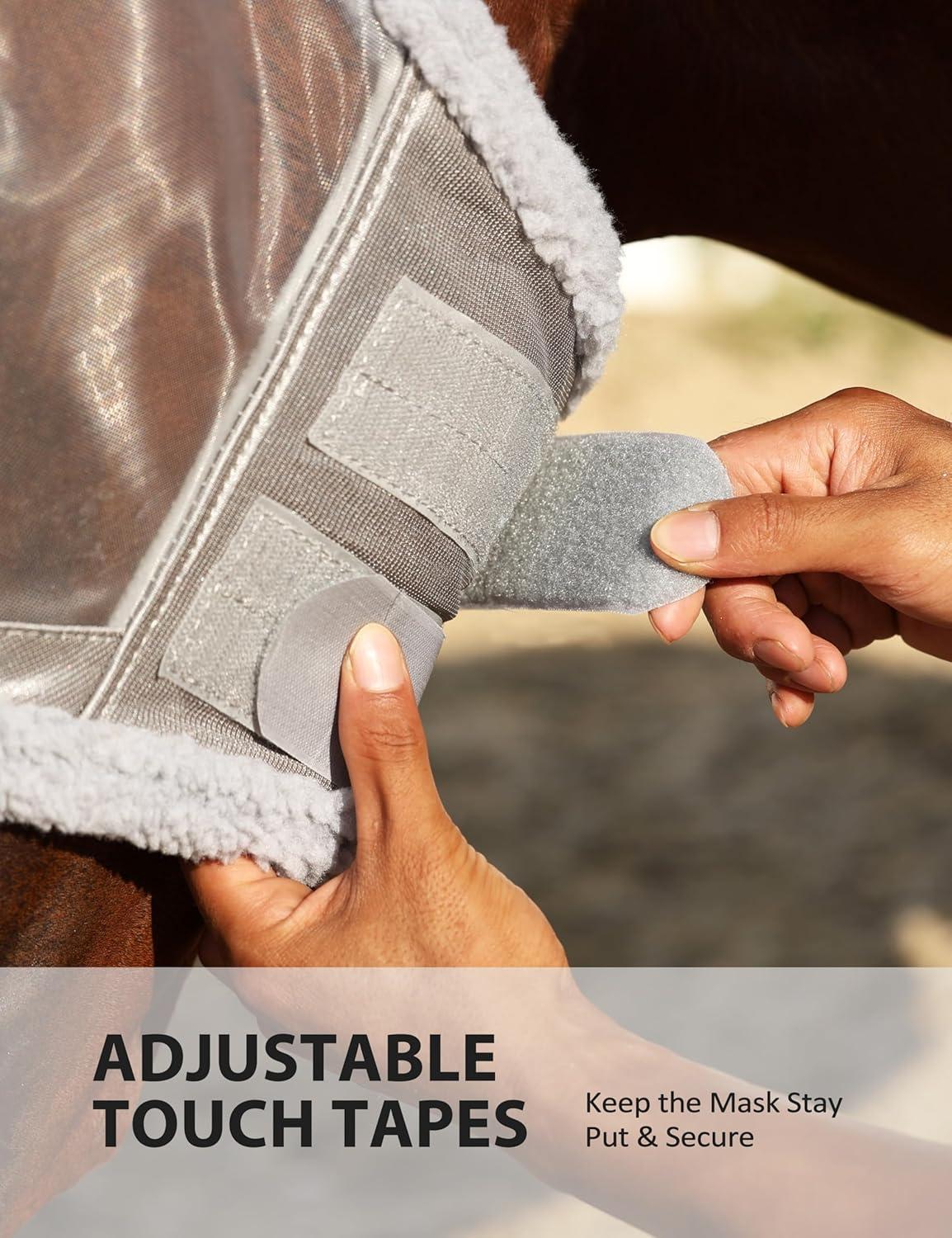 imageHarrison Howard CareMaster Horse Fly Mask UV Protective Fine Mesh with Extra Wool Soft Touch on Skin Champion Blue MSilver