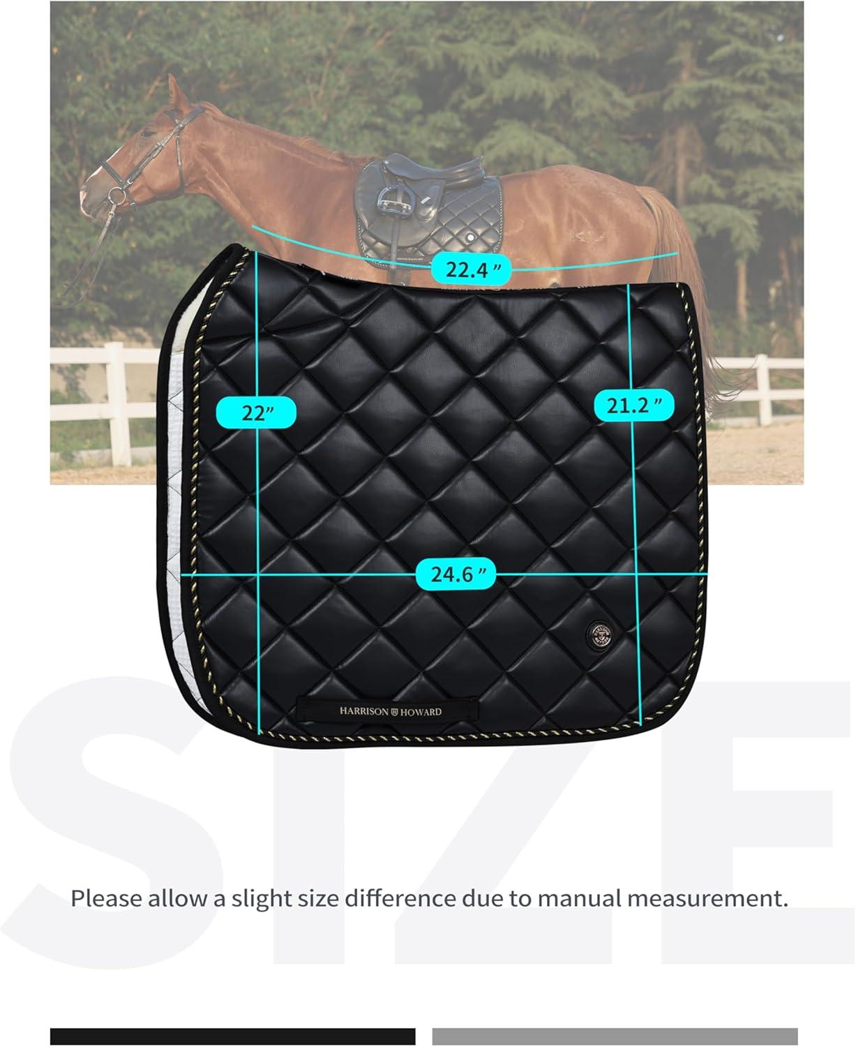 imageHarrison Howard Dressage Saddle Pad HighPerformance Leather Saddle Pad for Horse Riding with Excellent Shock Absorptionblack