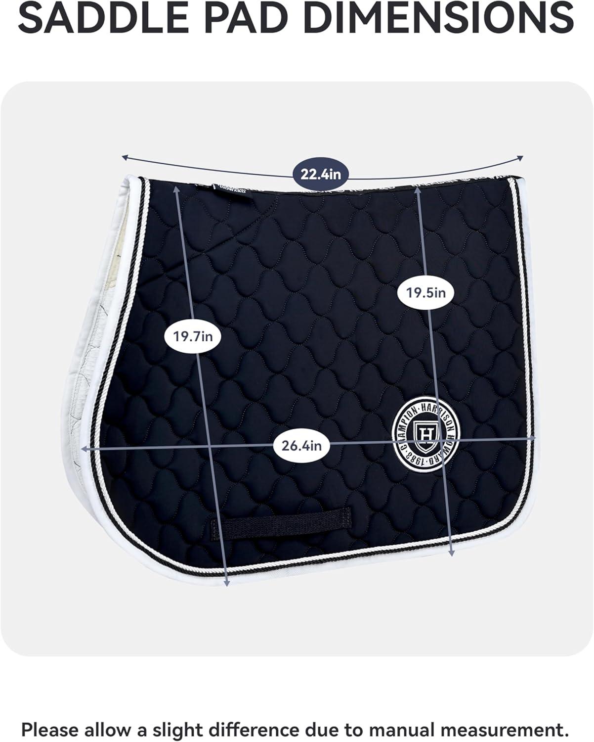 imageHarrison Howard Equestrian All Purpose Saddle Pad HighPerformance English Saddle Pad with Superior Shock AbsorptionBlack