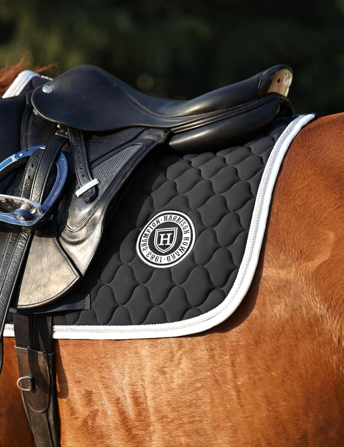 imageHarrison Howard Equestrian All Purpose Saddle Pad HighPerformance English Saddle Pad with Superior Shock AbsorptionBlack