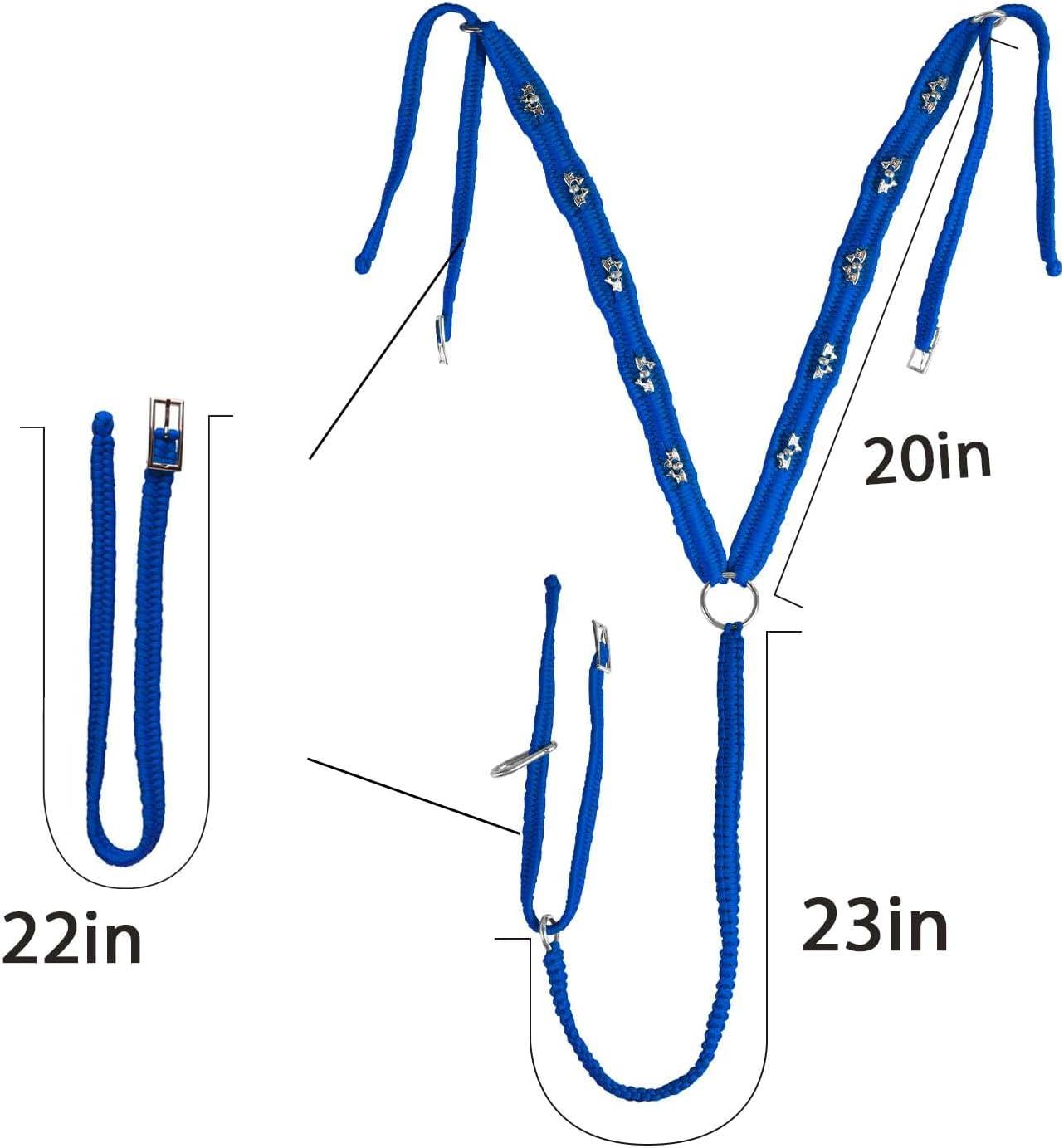 imageHarrison Howard Equestrian Horse Breast Collars Soft Durable Braided Paracords Royal BlueRoyal Blue