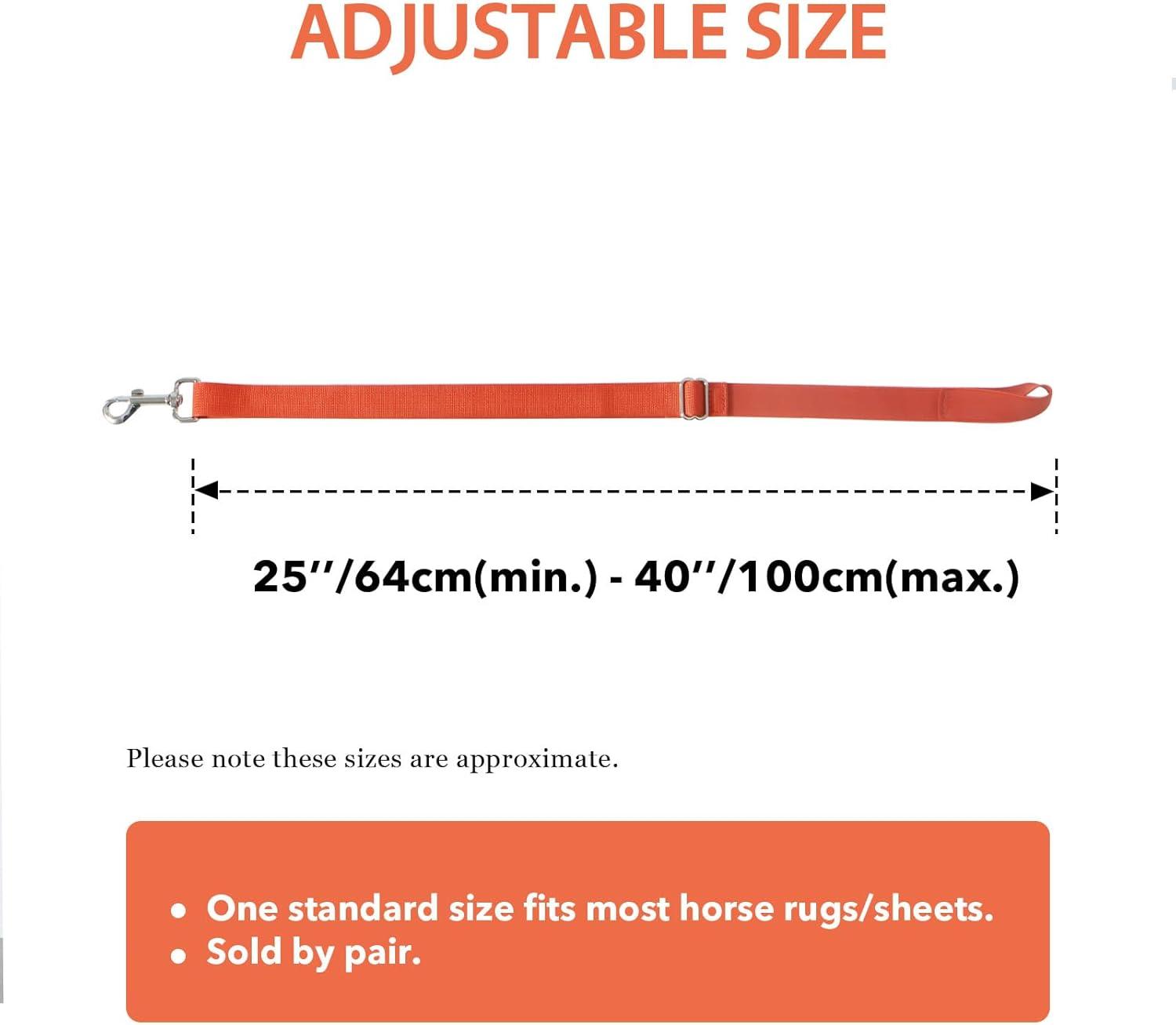 imageHarrison Howard HalfWay Elastic Horse Leg Straps Replacement Horse Blanket Sheet Leg Straps Adjustable Length wFlexibility Orange Full LargeOrange
