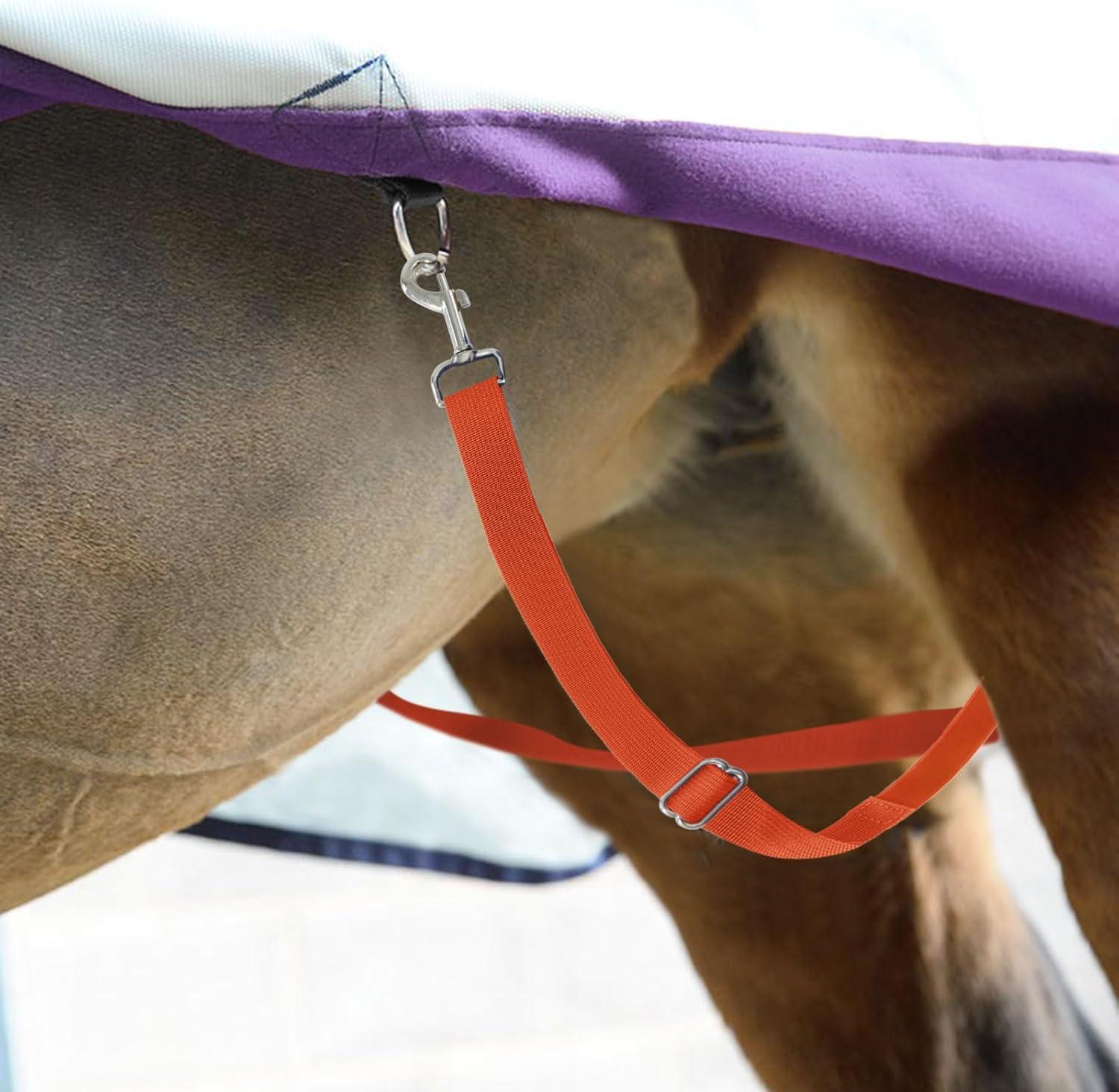 imageHarrison Howard HalfWay Elastic Horse Leg Straps Replacement Horse Blanket Sheet Leg Straps Adjustable Length wFlexibility Orange Full LargeOrange