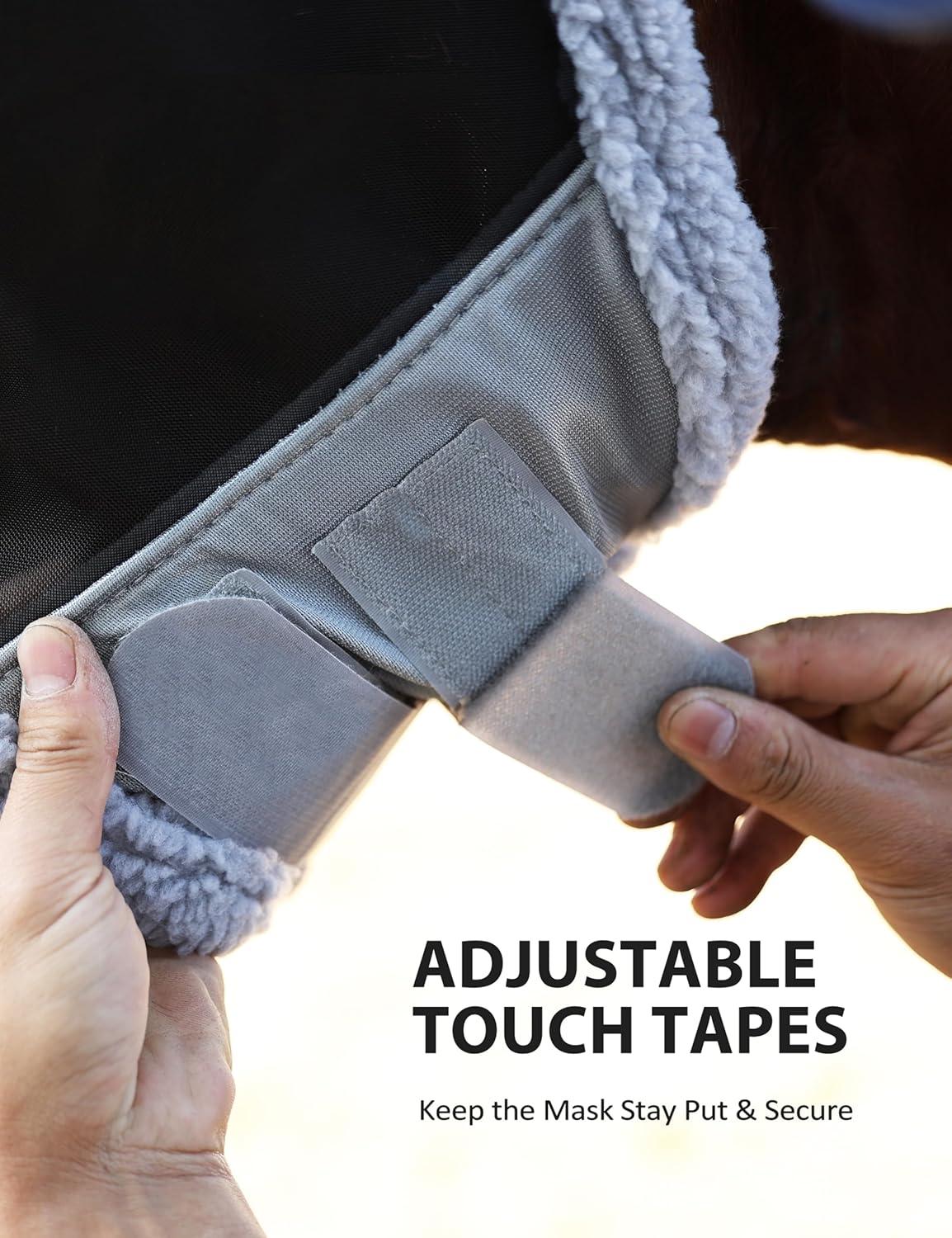 imageHarrison Howard Horse Fly Mask UV Protective Fine Mesh with Extra Wool Soft Touch on Skin Fly and UV Protection Moonlight Silver SMoonlight Silver