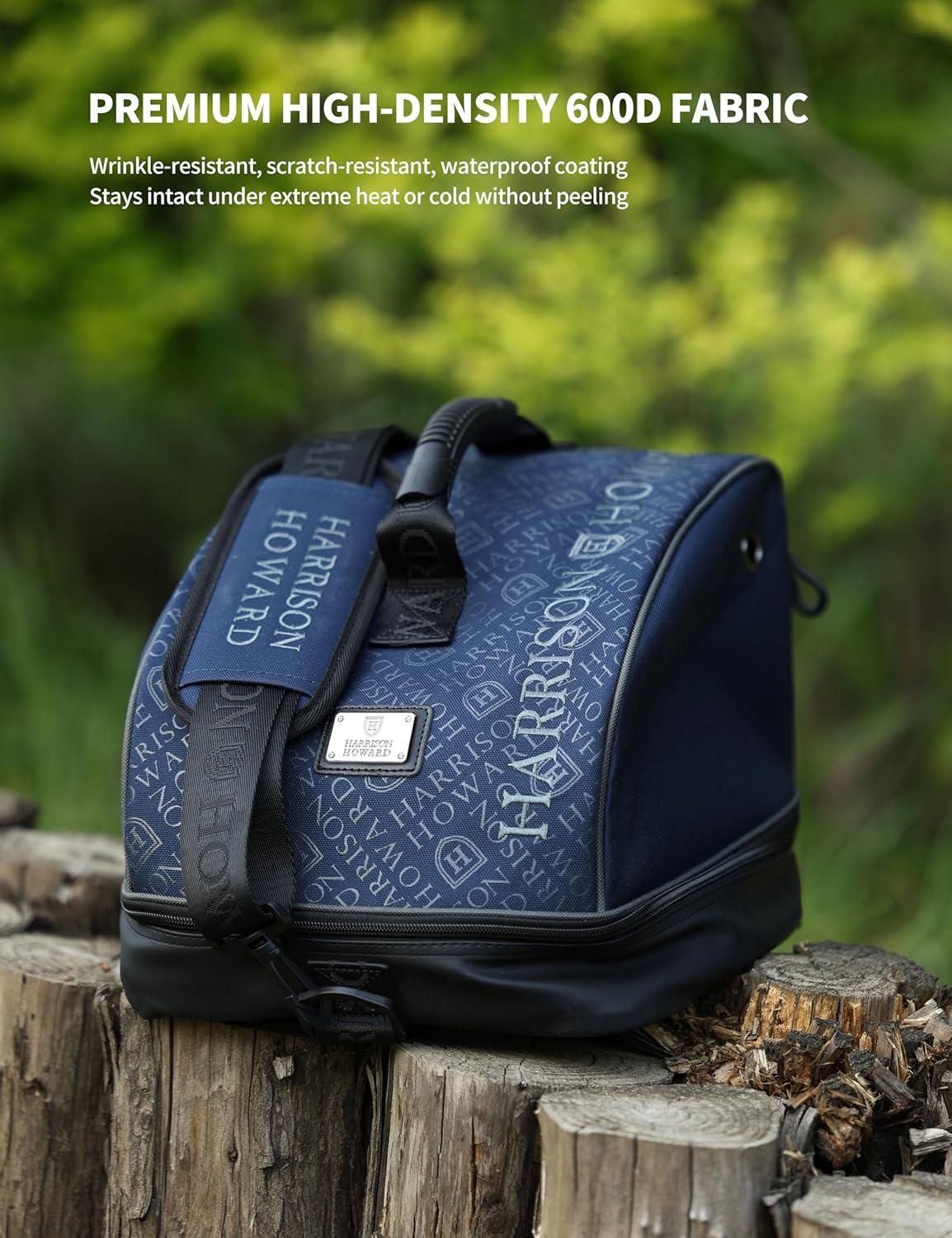 imageHarrison Howard Premium Helmet Storage Case Sturdy 600D Fabric Equestrian Helmet Bag Travel Gear for Horse Riders PinkNavy