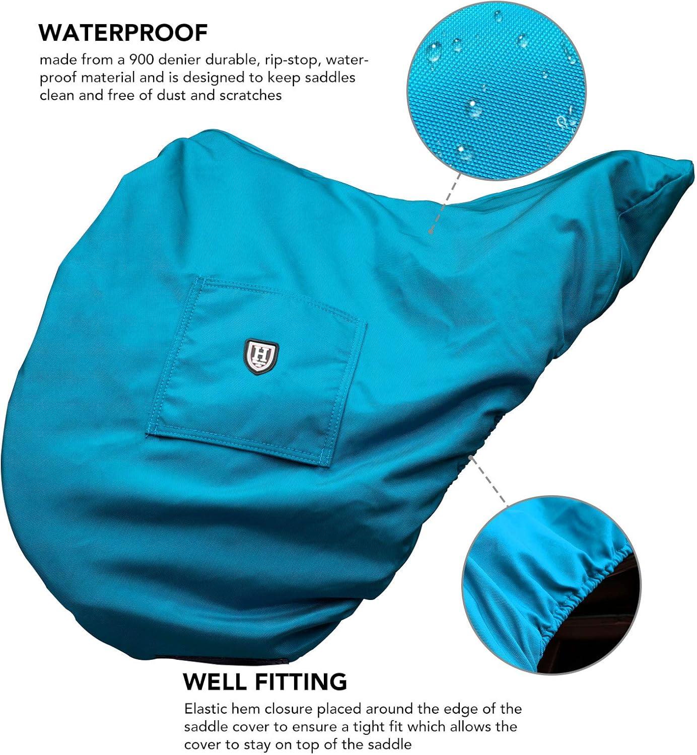 imageHarrison Howard Premium WaterproofBreathable FleeceLined Saddle Cover Scarlet RedAzure Blue