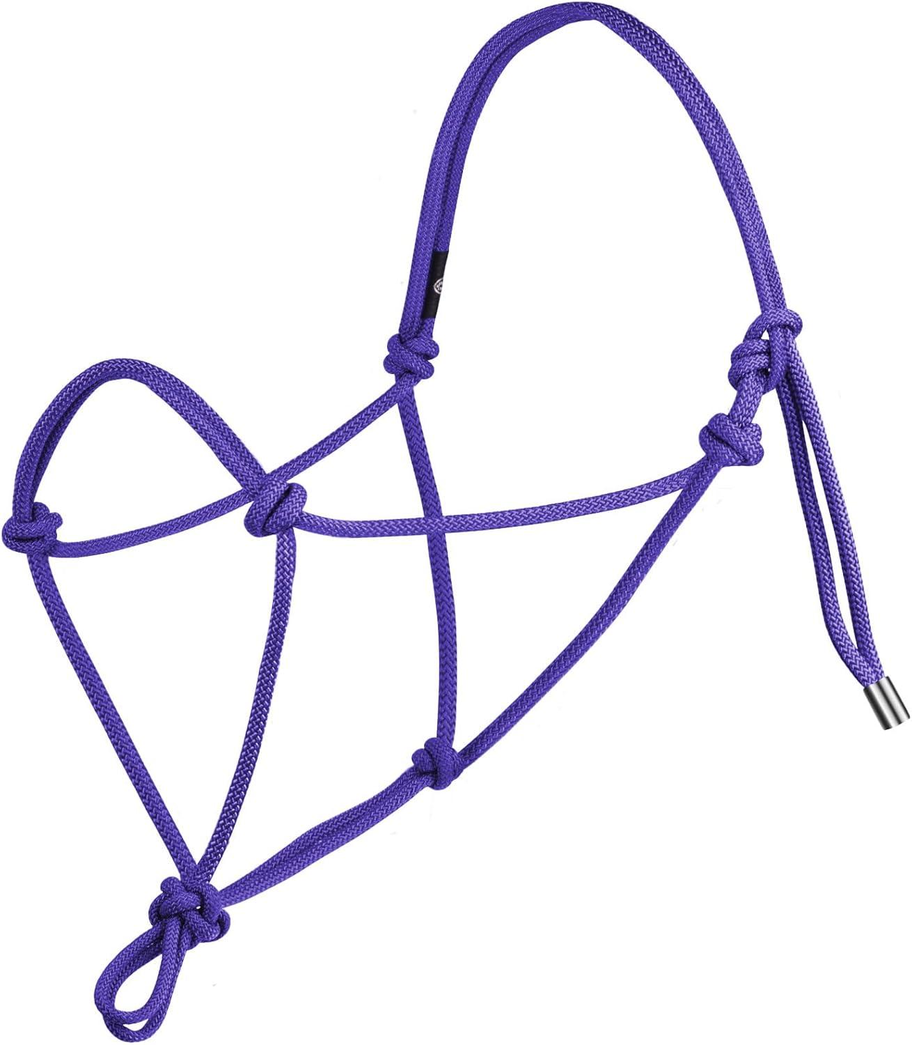 imageHarrison Howard Rope Halter for Horses Super Sturdy Training Halter with 2 Knot 14quot Stiff CordPurple