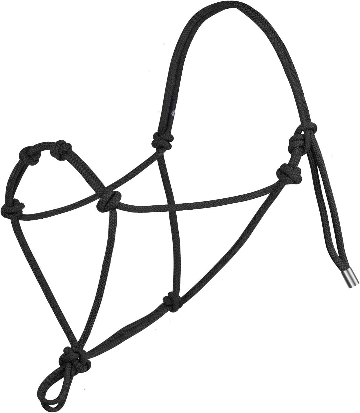 imageHarrison Howard Super Sturdy Horse Rope Training Halter with 4 Knot 14quot Stiff Halter CordBlack