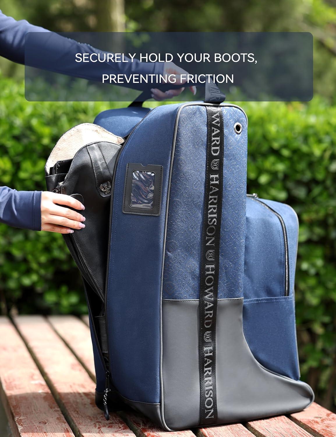 imageHarrison Howard Tall Boot Bag Equestrian Boot Travel Bag for Storing Helmet Horse Whip Accessories Boot Storage Bag BlackNavy