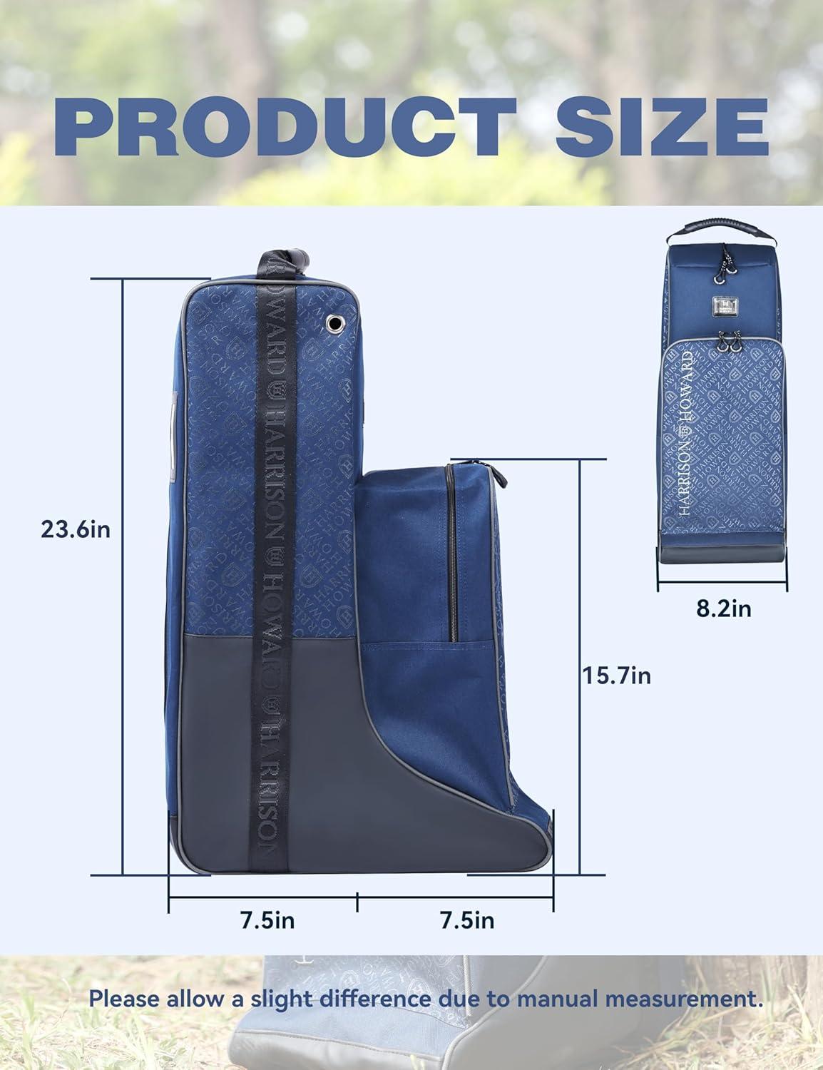 imageHarrison Howard Tall Boot Bag Equestrian Boot Travel Bag for Storing Helmet Horse Whip Accessories Boot Storage Bag BlackNavy