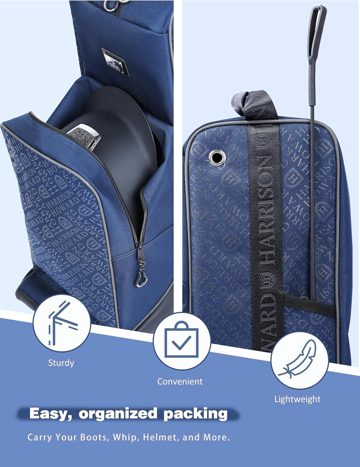 imageHarrison Howard Tall Boot Bag Equestrian Boot Travel Bag for Storing Helmet Horse Whip Accessories Boot Storage Bag BlackNavy