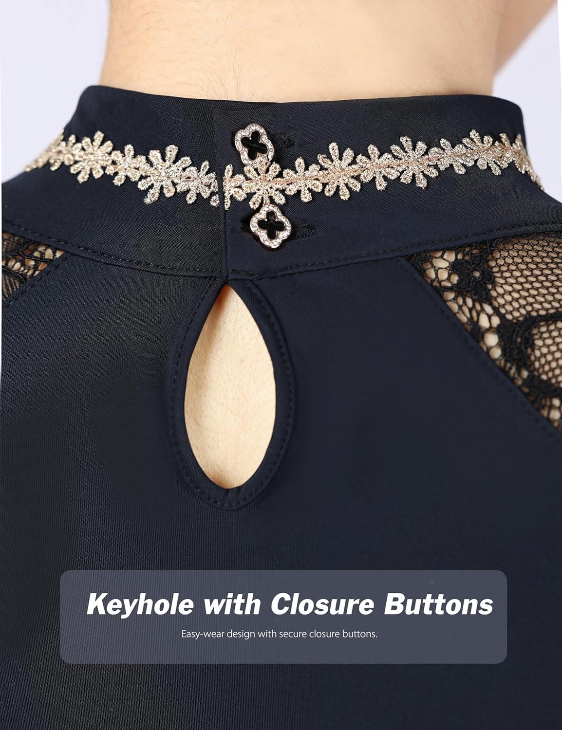 imageHarrison Howard Womens Slim Fit Show Shirt with Lace Sleeves and Iconic Bit Breathable Comfortable Rider TopBlack