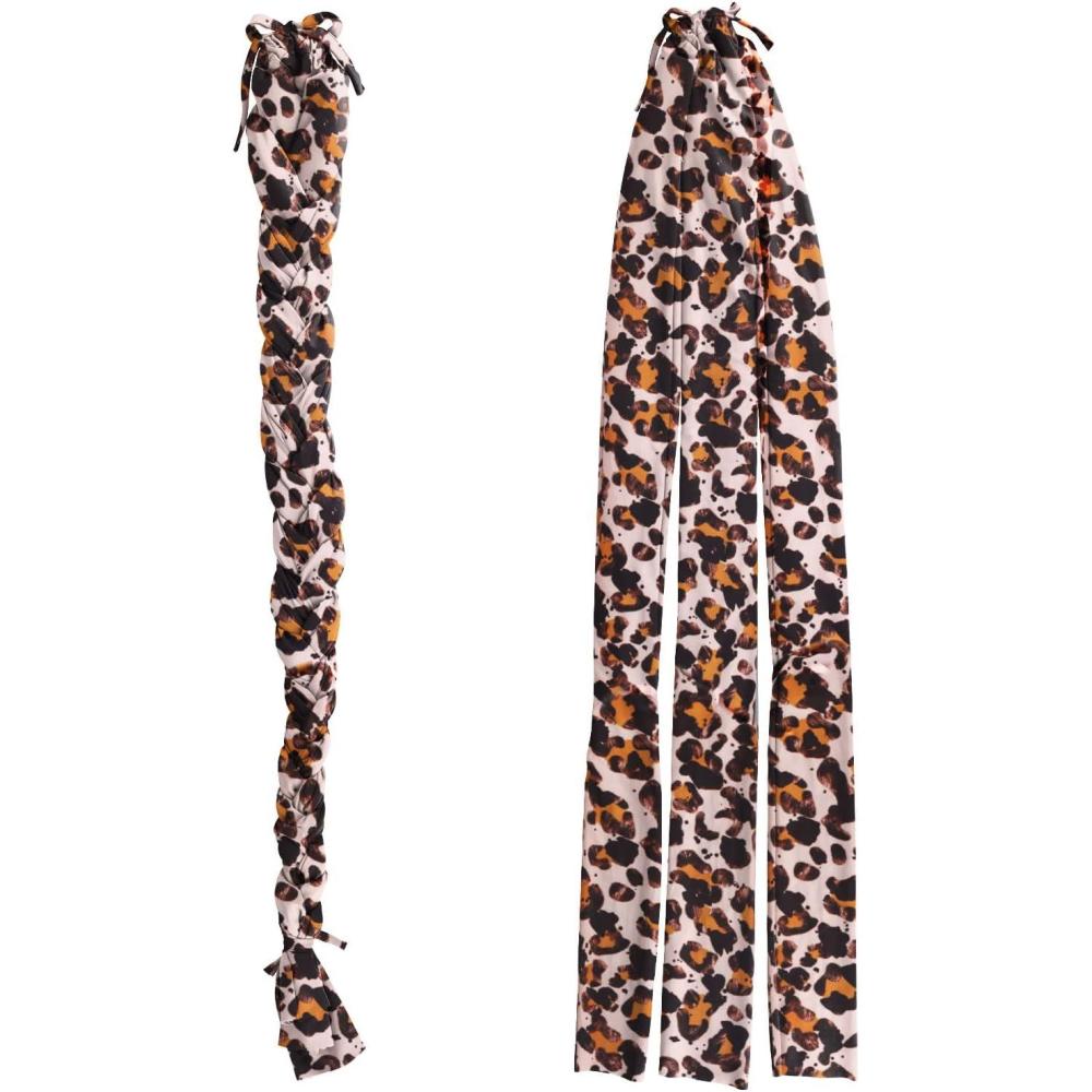 imageHarrison Howard 3 Tube Stretchy Fabrics Adjustable Closure Lightweight Horse Tail Bag for Horses Braidin Tail BagLeopard Print