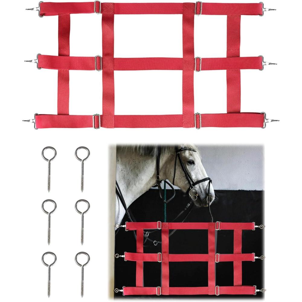 imageHarrison Howard Adjustable Poly 3Slat Stall Guards for Horse Barns Stall Guard for Horses Home Barn Use Stall Guard BlackRed