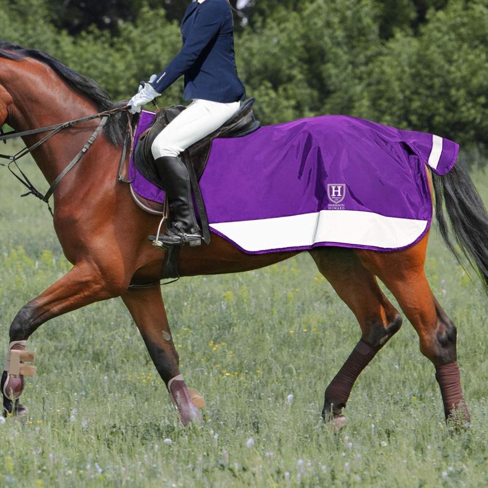 imageHarrison Howard Alpine Horse Exercise Sheet Fleece Waterproof HiVis Horse Competition Rugs Reflective Safety with Tail FlapRose Violet