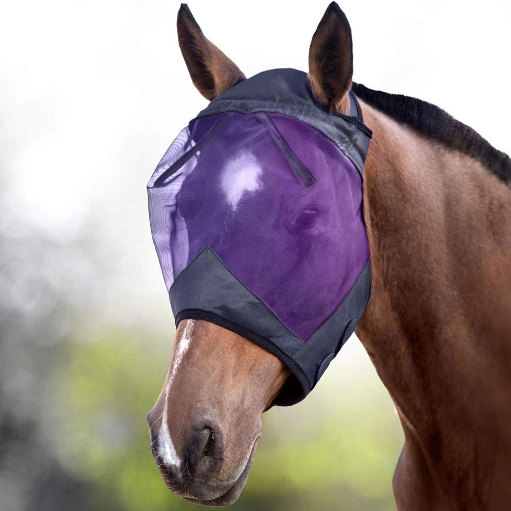 imageHarrison Howard CareMaster Horse Fly Mask Standard SilverPurple Retro Large Full SizeBlackPurple