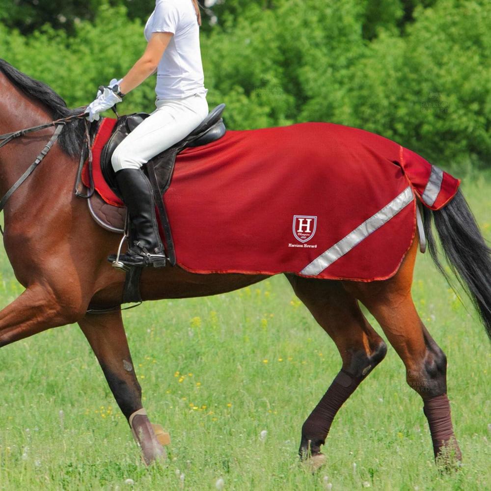 imageHarrison Howard Climax Horse Fly Rug Soft Mesh Air Permeability Fly Exercise Sheet Fly Protection for HorseCrimson Red