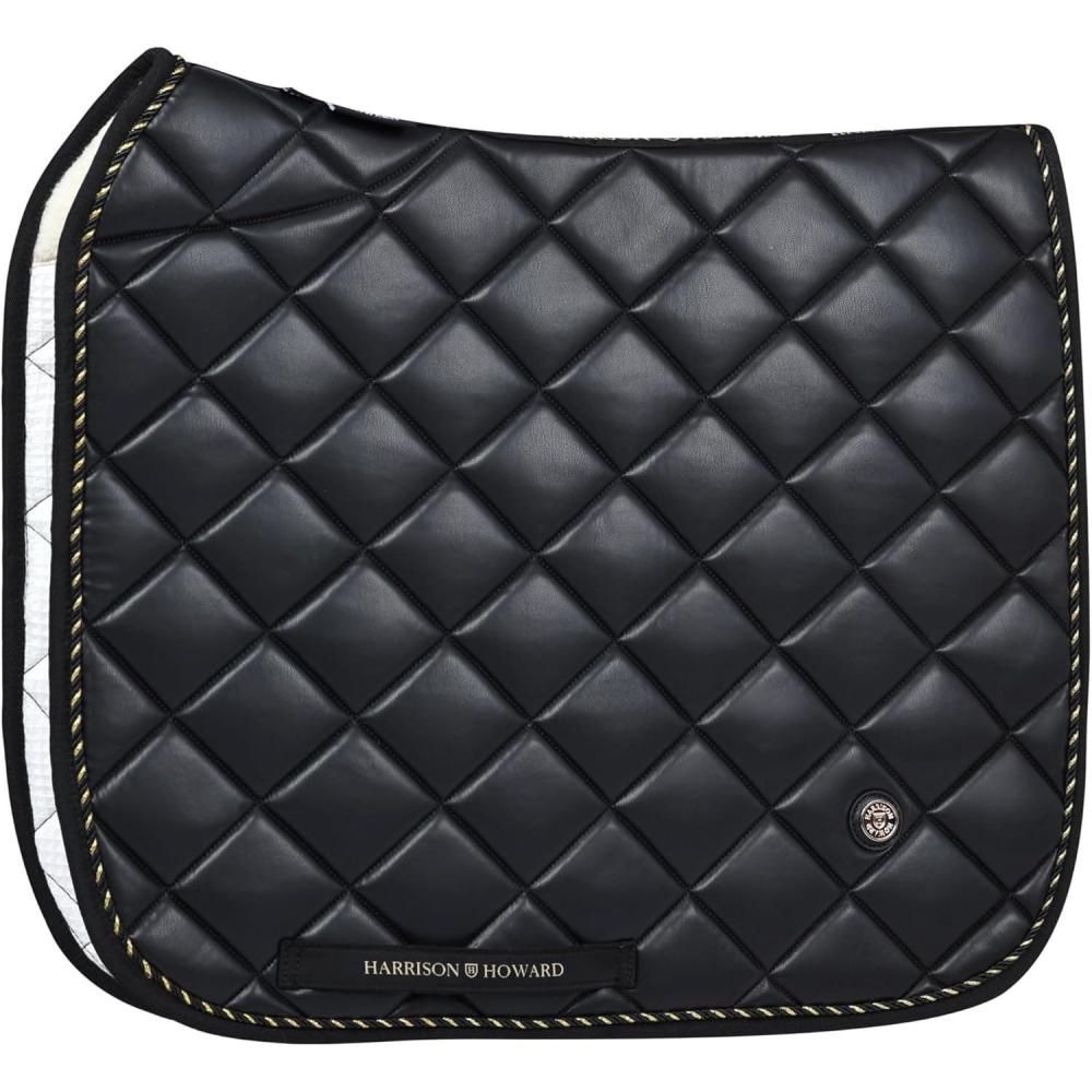 imageHarrison Howard Dressage Saddle Pad HighPerformance Leather Saddle Pad for Horse Riding with Excellent Shock Absorptionblack