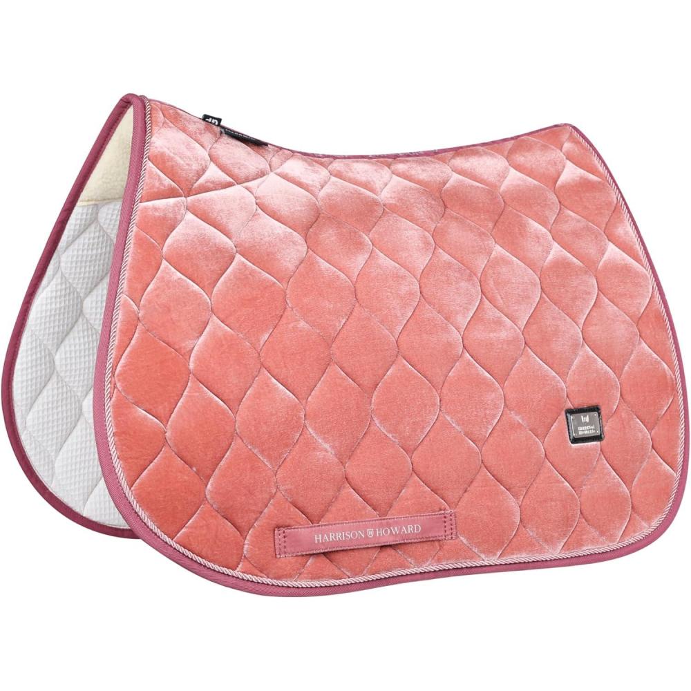 imageHarrison Howard General Purpose Saddle Pad for Horse Riding Training English Saddle Pad Soft Cushioning for Horse BackLight Salmon Pink