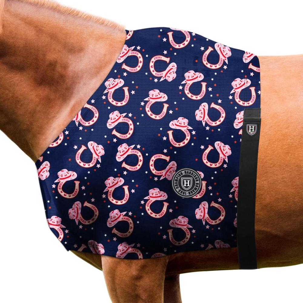 imageHarrison Howard HeatInsulating Breathable Stretchy Shoulder Guard Anti Rub Bib for Horse Feather Hues MHorseshoe