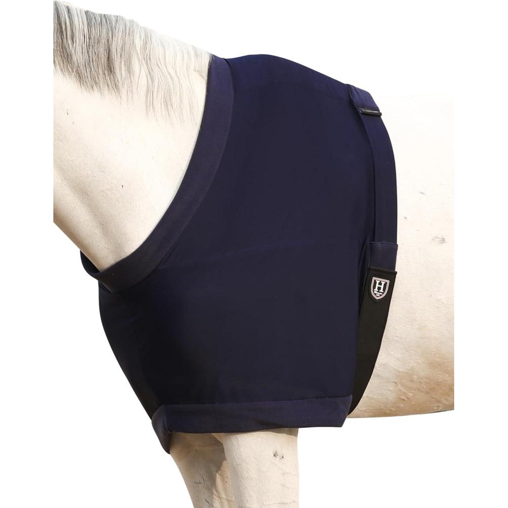 imageHarrison Howard Horse Shoulder Guard Thick Stretchy with Inner Soft Fleece Lining Adding Comfort Prevents Chafing Black MNavy