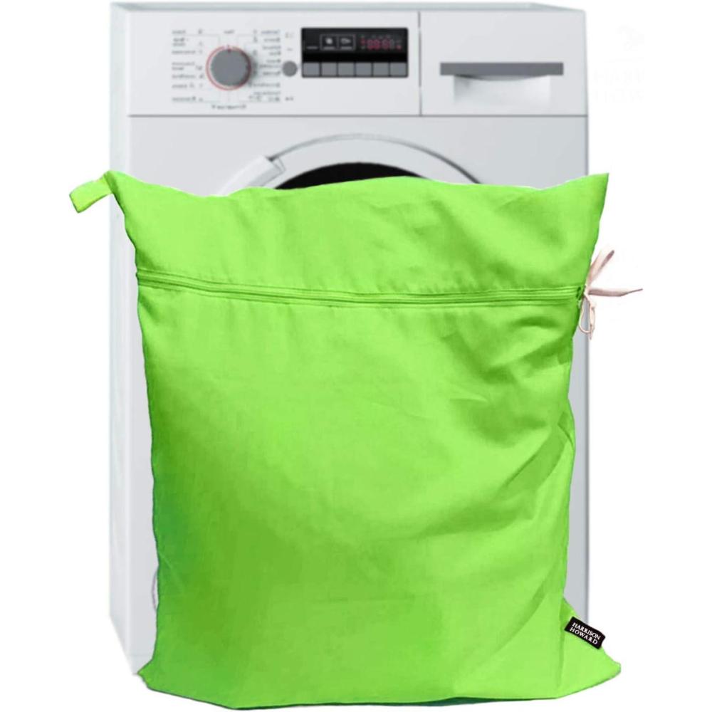 imageHarrison Howard Pet Washing Bag Dog Cat Horse Hair Laundry Bag for Rug Sheet Boots Pets Laundry Helper Jumbo 48L 78cm x 70cm Light PurpleNeon Green