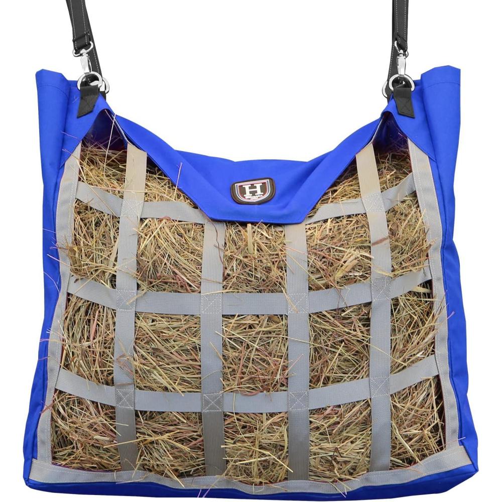imageHarrison Howard Premium Durable Horse Hay Bag Slow Feed Hay Bag Waterproof Fabric Large Capacity Horse Tote BlueBlue