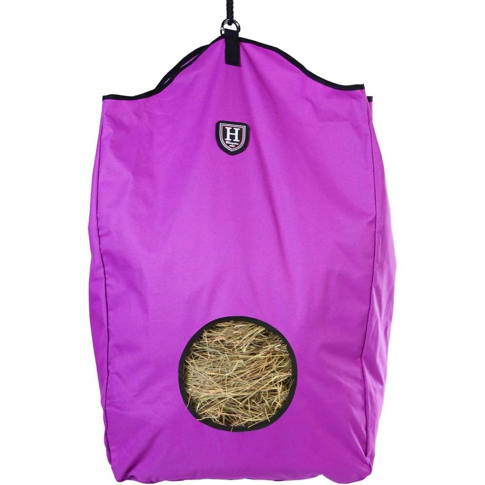 imageHarrison Howard Premium Durable Horse Hay Bag Slow Feed Hay Bag Waterproof Large Capacity Horse Tote  BluePurple