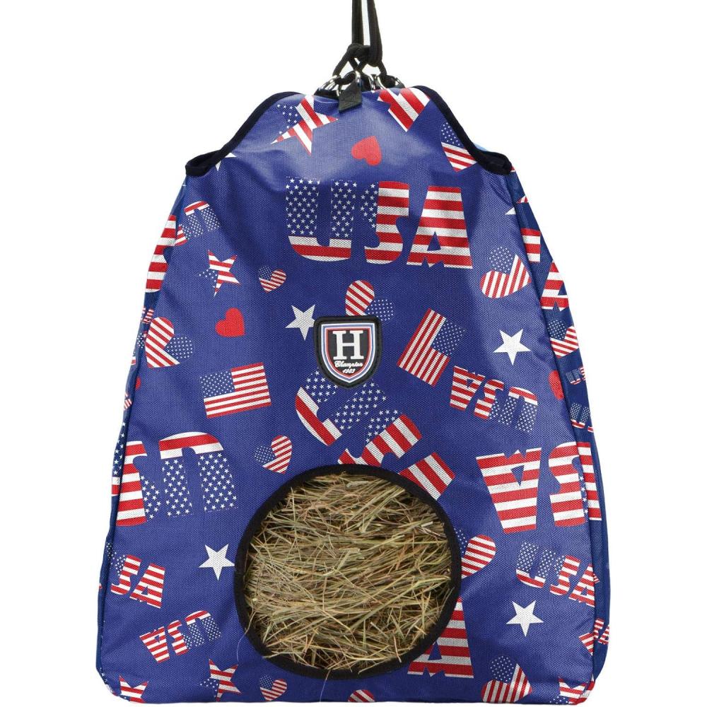 imageHarrison Howard Premium Durable Horse Hay Bags Slow Feed Hay Bag 1680D Oxford Cloth Heavy Duty Large Capacity Horse Tote BagPatriotic Heart