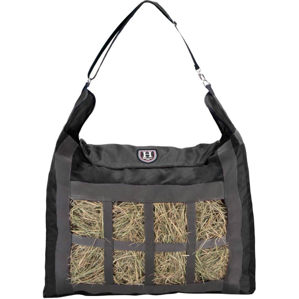 imageHarrison Howard Premium Durable Slow Feed Horse Hay Bags Oxford Cloth Heavy Duty Large Capacity Horse Feeding BagChampion BlueBlack