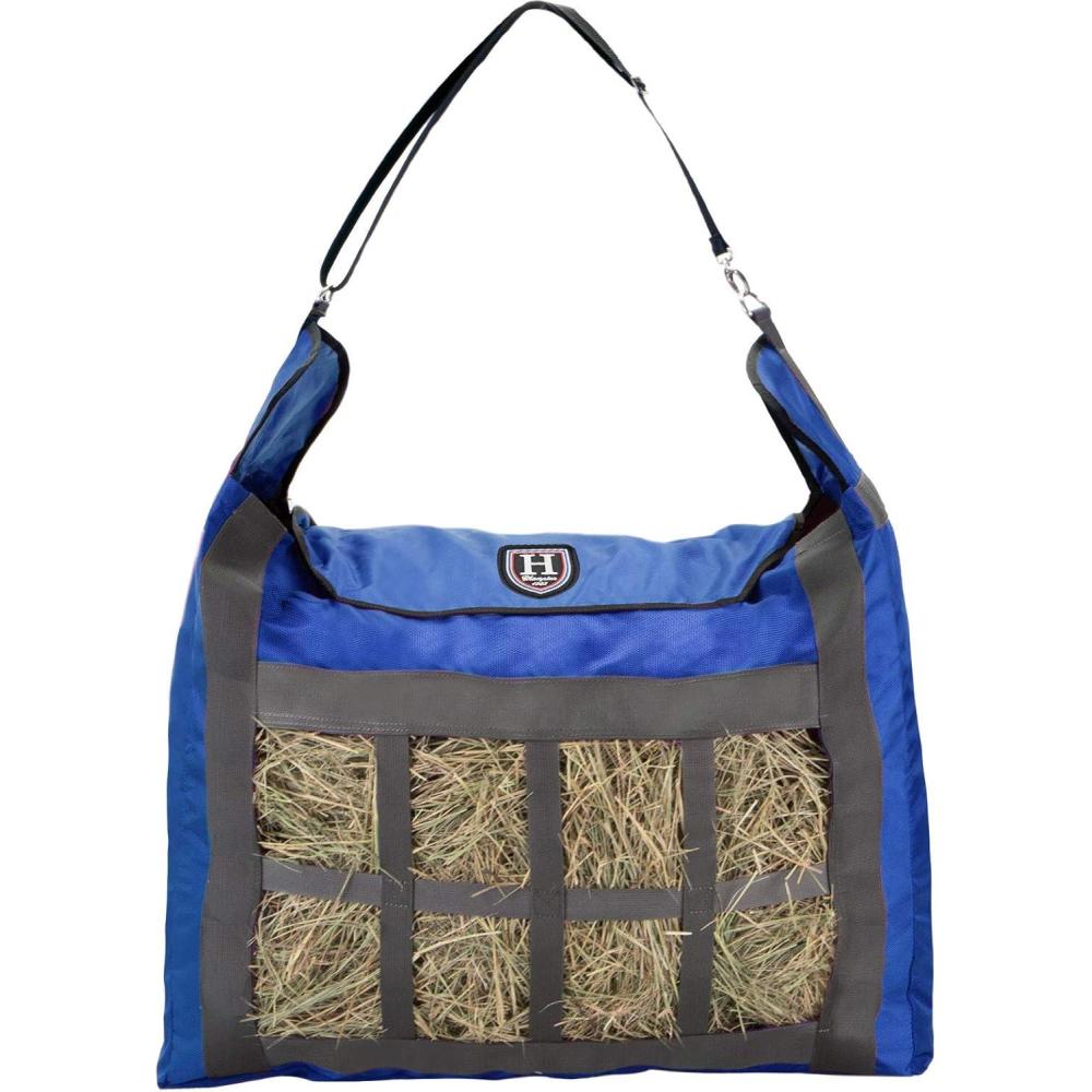 imageHarrison Howard Premium Durable Slow Feed Horse Hay Bags Oxford Cloth Heavy Duty Large Capacity Horse Feeding BagChampion BlueChampion Blue
