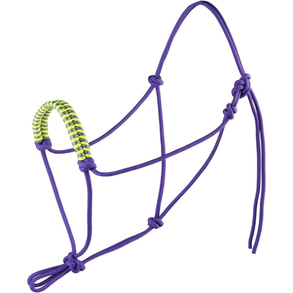 imageHarrison Howard Rope Halters for Horses Super Sturdy Horse Rope Training Hollow out style with 4 Knot 14quot Stiff Halter Cord Standard Purplepurple