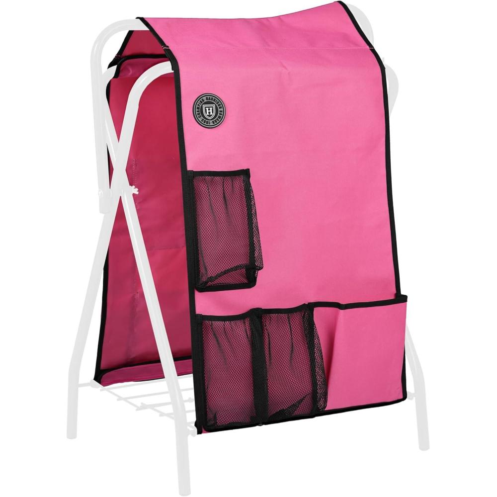 imageHarrison Howard Saddle Rack Cover with Pockets  Waterproof Saddle Protector and Horse Tack Organizer for Stable ampamp Barn Storage Saddle Rack Not IncludedBlackPink