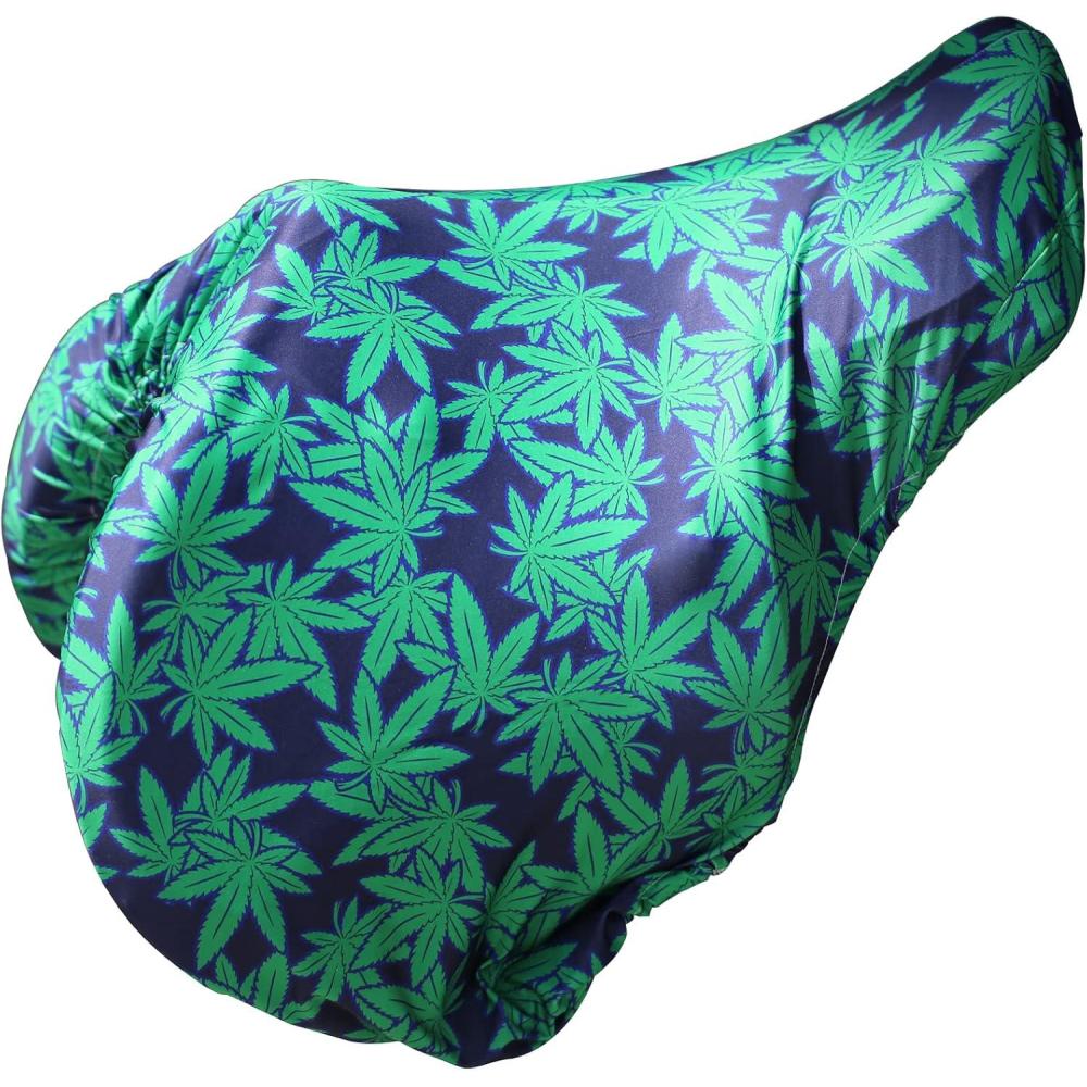 imageHarrison Howard Stretchy Saddle Cover Keep Saddle ScratchandDust Free MultiPrints GPCC Saddle CoverChic BlueLive Leaf