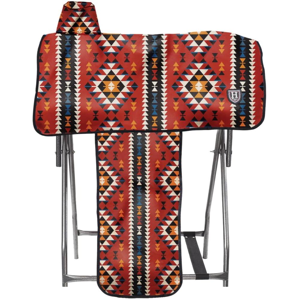 imageHarrison Howard Sturdy Waterproof Western Saddle Cover with Stylish Prints That Stand Out Keep Your Saddle in Pristine Condition Perfect for Showing or Riding EventsClassic Indian Red