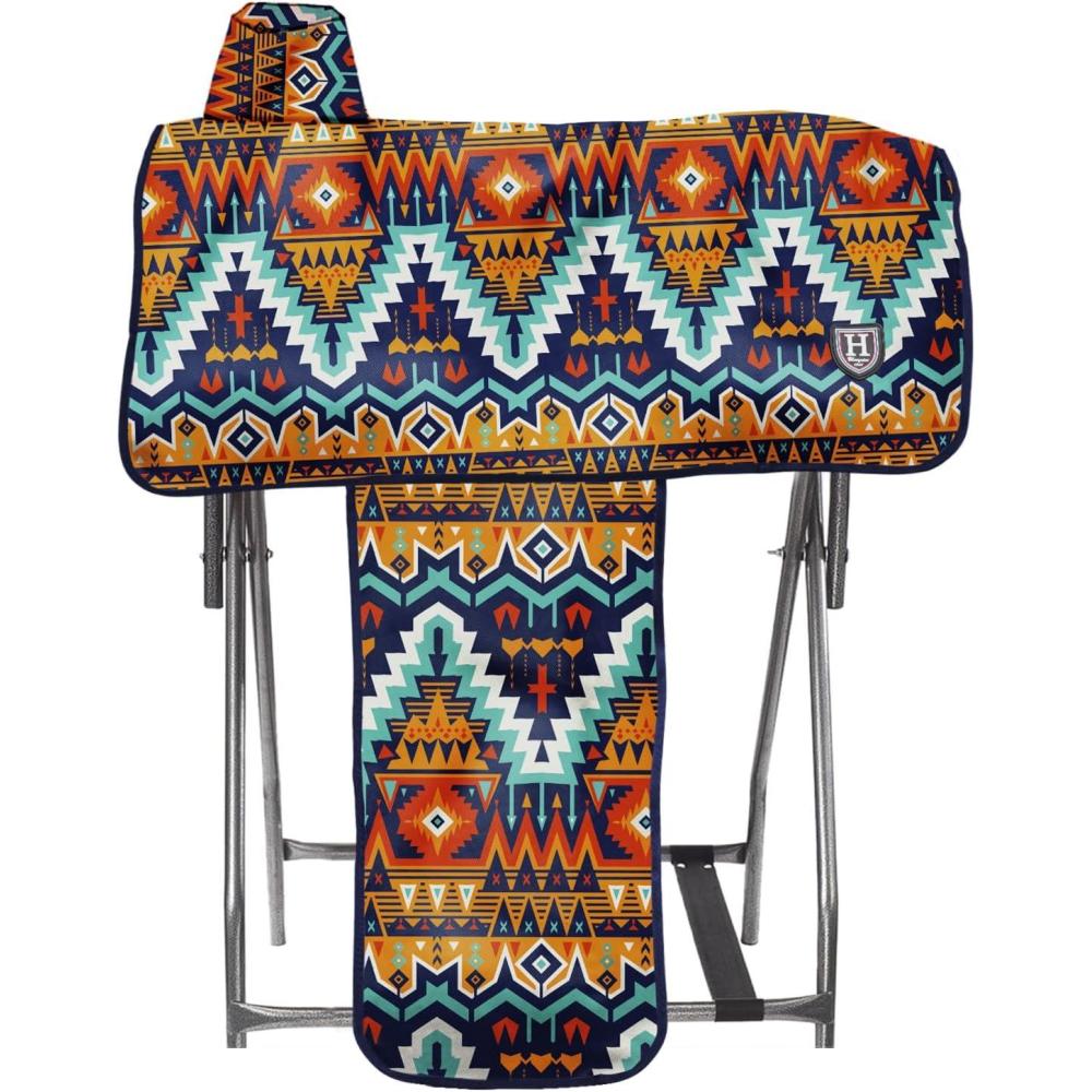 imageHarrison Howard Sturdy Waterproof Western Saddle Cover with Stylish Prints That Stand Out Keep Your Saddle in Pristine Condition Perfect for Showing or Riding EventsTribal Vibe