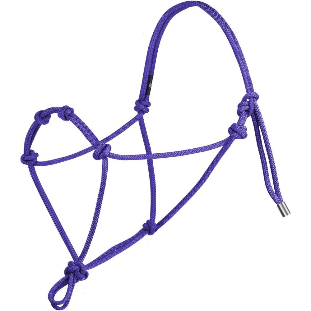 imageHarrison Howard Super Sturdy Horse Rope Training Halter with 4 Knot 14quot Stiff Halter CordPurple