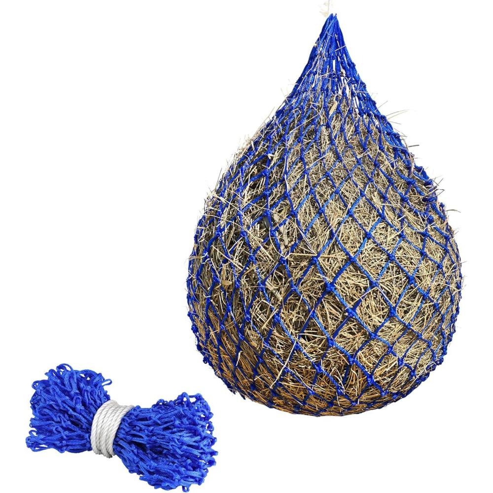 imageTackmore Slow Feed Hay Net for Horses 40 Hay Bag Horse hay Feeder Net with 2 Holes BlackBlue
