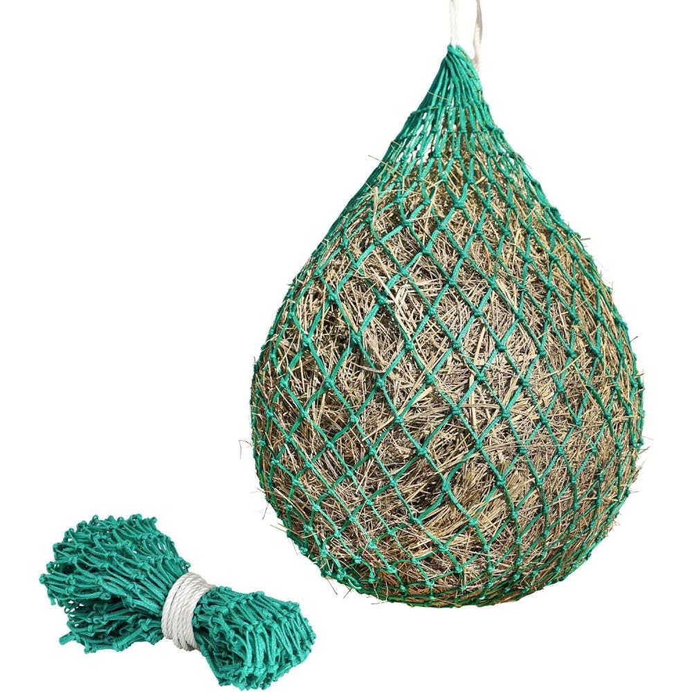 imageTackmore Slow Feed Hay Net for Horses 40 Hay Bag Horse hay Feeder Net with 2 Holes BlackGrass Green