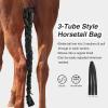 Harrison Howard 3 Tube Stretchy Fabrics Adjustable Closure Lightweight Horse Tail Bag for Horses Braid-in Tail Bag(Black)