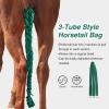 Harrison Howard 3 Tube Stretchy Fabrics Adjustable Closure Lightweight Horse Tail Bag for Horses Braid-in Tail Bag(Deep Green)